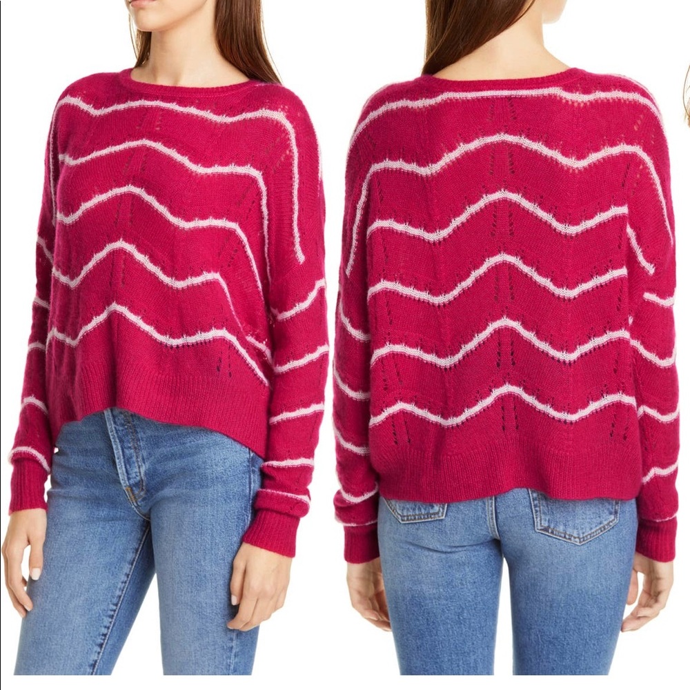 Autumn Cashmere Striped Pointelle Cashmere & Silk-Blend Sweater